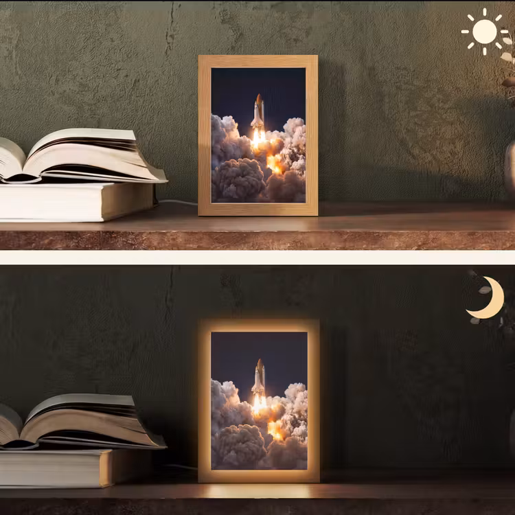 Tischlampe - Raumfahrzeug – Start – Sterne - Ruimtevaartuig - Lancering - Sterren Light Box met kabel (Tafellamp) klein