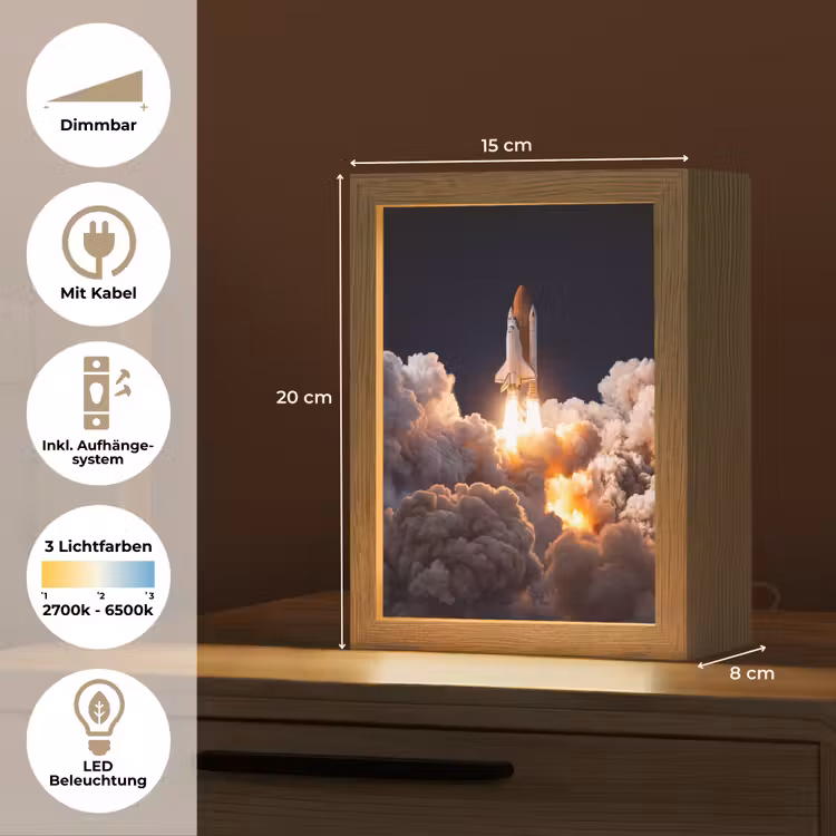 Tischlampe - Raumfahrzeug – Start – Sterne - Ruimtevaartuig - Lancering - Sterren Light Box met kabel (Tafellamp) klein