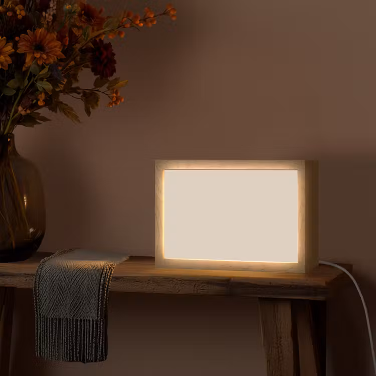Raw - Linen - Nude Light Box met kabel (Tafellamp) klein 924 -sfeer4