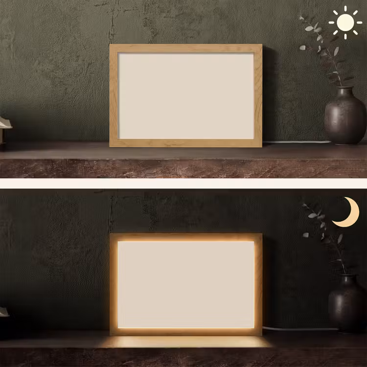 Raw - Linen - Nude Light Box met kabel (Tafellamp) klein 924 -sfeer3