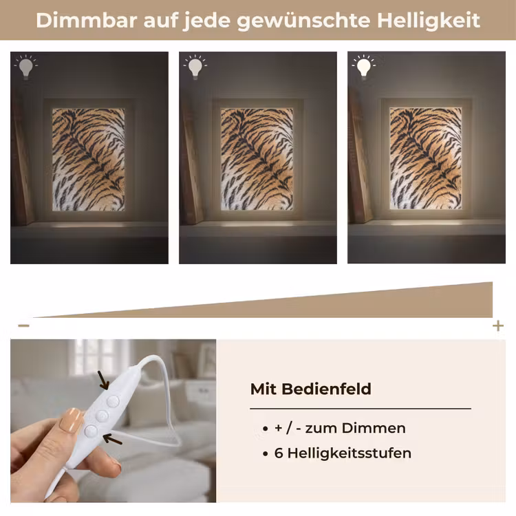 Realistisch - Tijgervacht - Zwart Light Box met kabel (Tafellamp) klein -USP_dimbaarDE