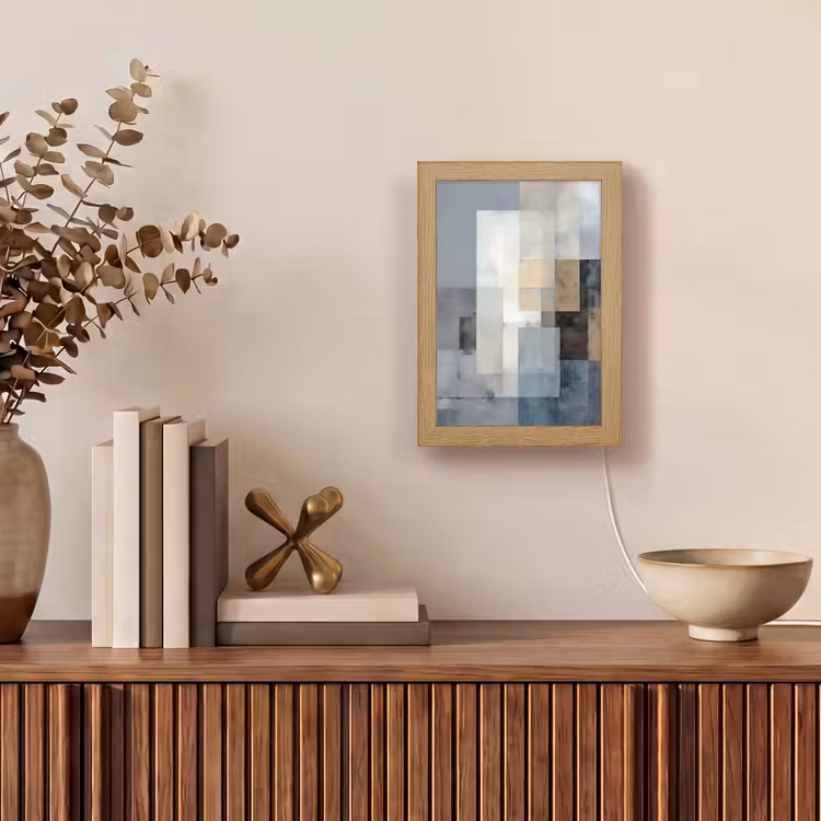 Rechthoeken - Abstract - Blauw Light Box met kabel (Tafellamp) klein -sfeer2