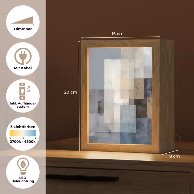 Rechthoeken - Abstract - Blauw Light Box met kabel (Tafellamp) klein -USP_DE