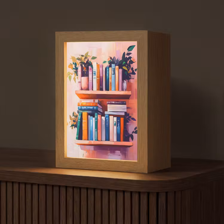 Planken - Boeken - Bladeren Light Box met kabel (Tafellamp) klein -z3d_website