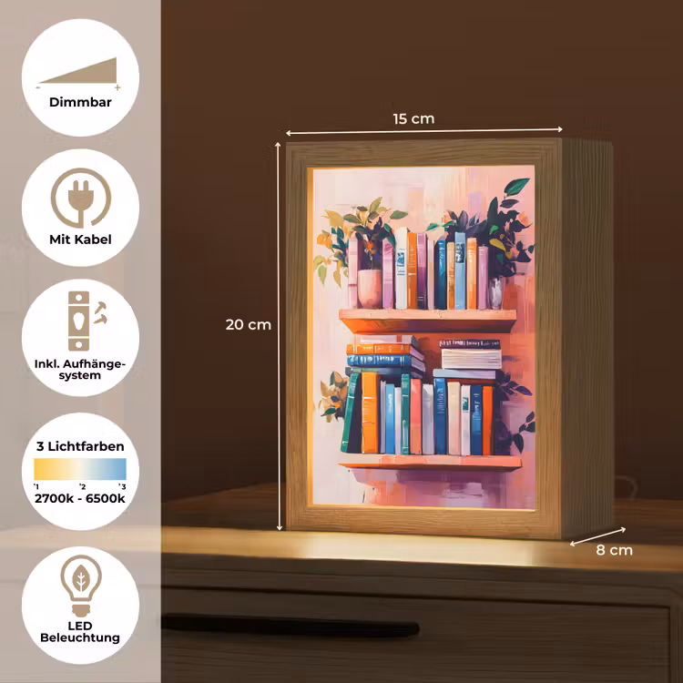 Planken - Boeken - Bladeren Light Box met kabel (Tafellamp) klein -USP_DE