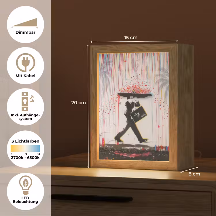 Regen - Graffiti - Man - Banksy Style Light Box met kabel (Tafellamp) klein -USP_DE