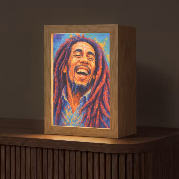 Regenboogkleuren - Man - schilderij Light Box met kabel (Tafellamp) klein -z3d_website