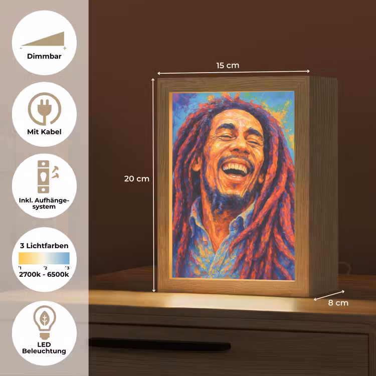 Regenboogkleuren - Man - schilderij Light Box met kabel (Tafellamp) klein -USP_DE