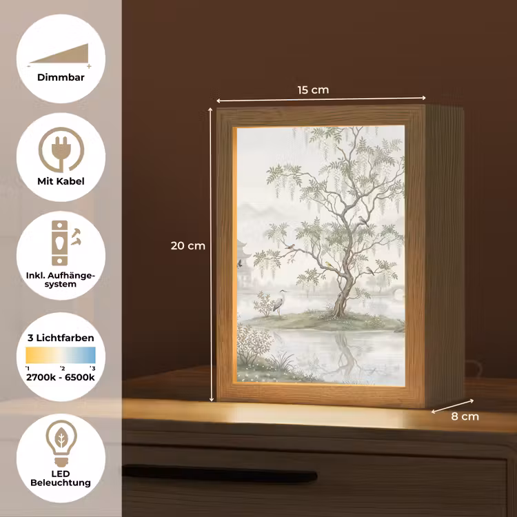 Reiger - Landschap - Groen Light Box met kabel (Tafellamp) klein -USP_DE