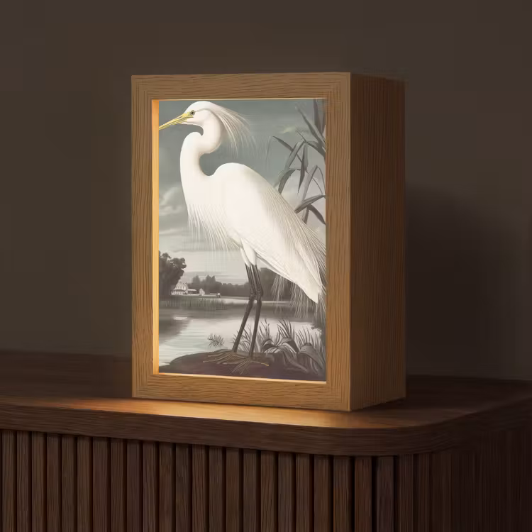 Reiger - Planten - Wolken - Wit Light Box met kabel (Tafellamp) klein -z3d_website