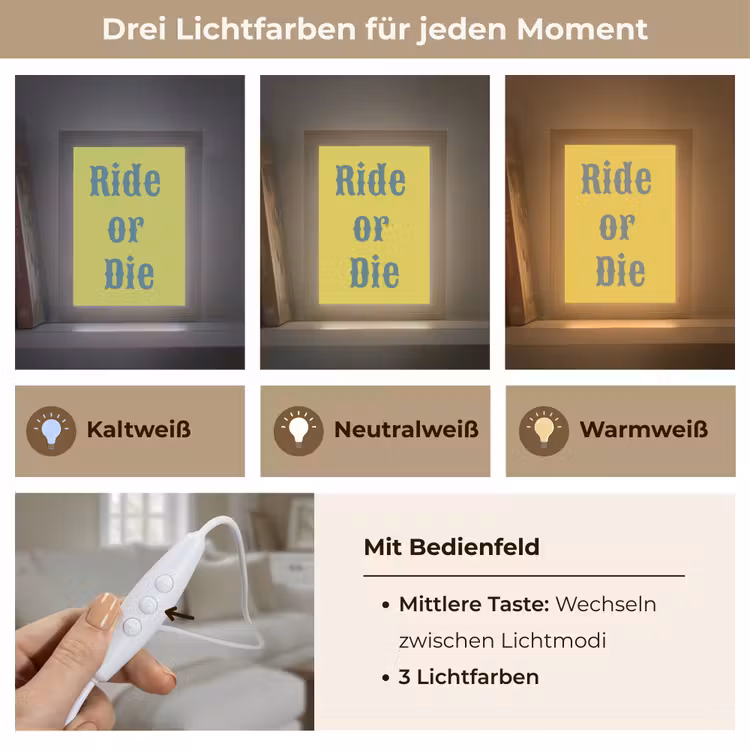 Ride or die - Geel - Blauw Light Box met kabel (Tafellamp) klein -USP_lichtkleurDE
