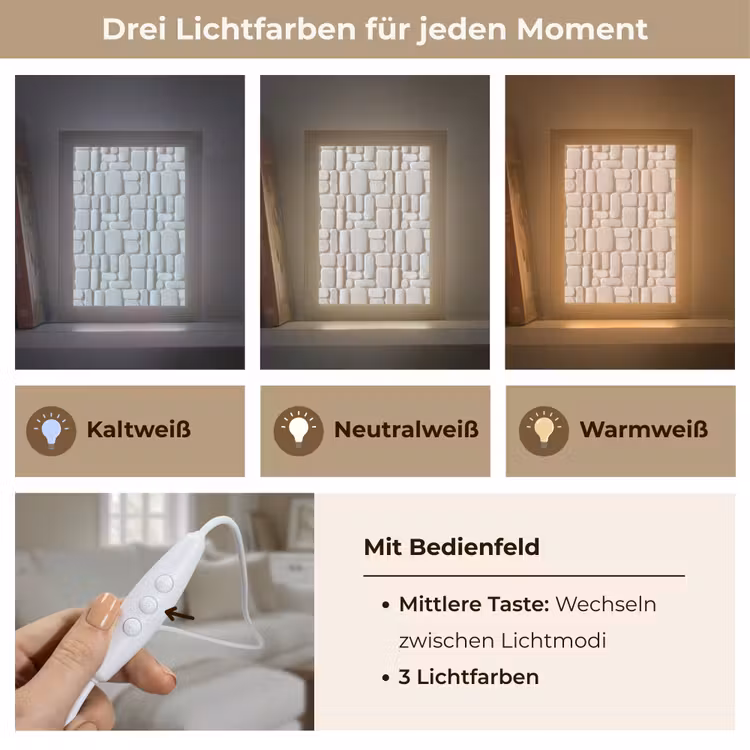 Reliëf - Structuur - Wit Light Box met kabel (Tafellamp) klein 925 -USP_lichtkleurDE