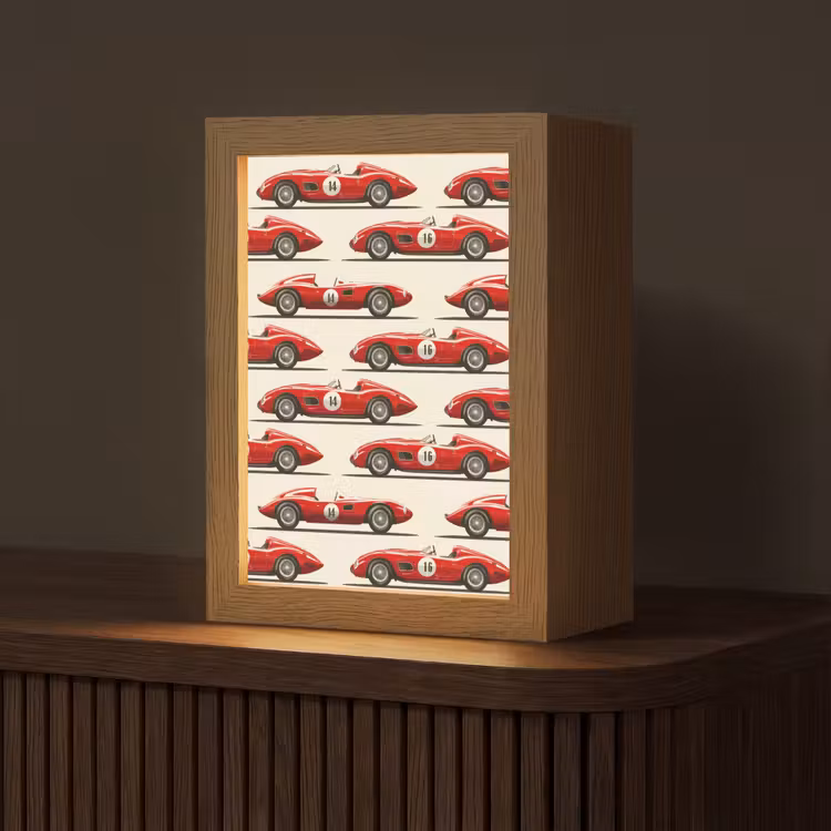 Raceauto - Retro - Rood Light Box met kabel (Tafellamp) klein 925 -z3d_website
