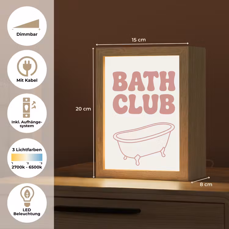Retro - Bad - Roze Light Box met kabel (Tafellamp) klein -USP_DE