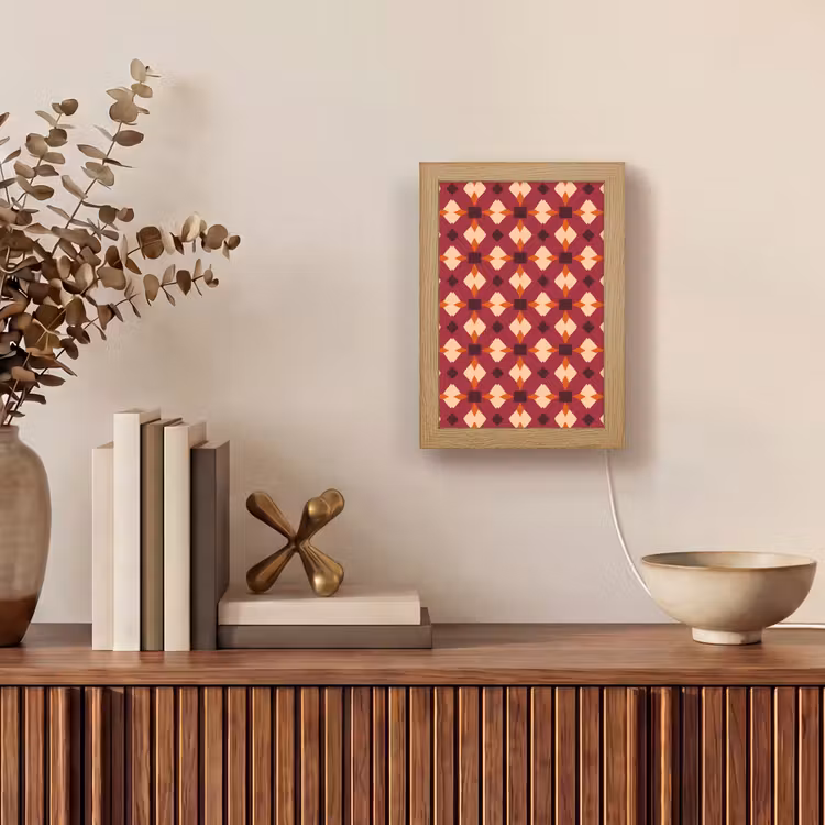 Retro - Patroon - Kleurrijk Light Box met kabel (Tafellamp) klein 925 -sfeer2