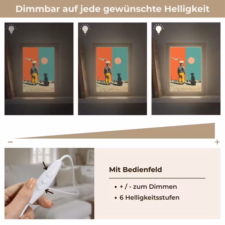 Retro - Jongen - Hond - Rood - Groen Light Box met kabel (Tafellamp) klein -USP_dimbaarDE