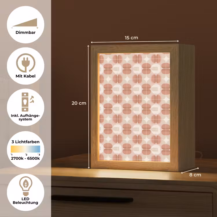 Retro - Klassiek - Roze Light Box met kabel (Tafellamp) klein 925 -USP_DE