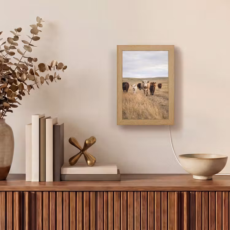 Runderen - Kudde - Landschap - Weide - Rustig Light Box met kabel (Tafellamp) klein -sfeer2