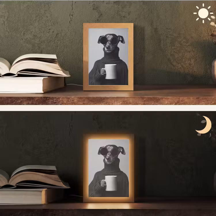 Coltrui - Hond - Bril - Mok Light Box met kabel (Tafellamp) klein -sfeer3
