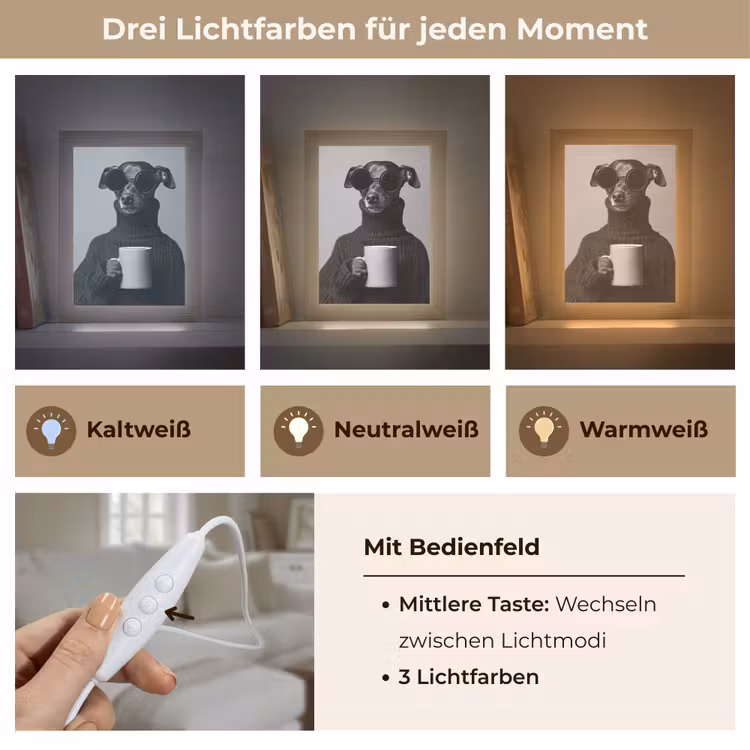 Coltrui - Hond - Bril - Mok Light Box met kabel (Tafellamp) klein -USP_lichtkleurDE