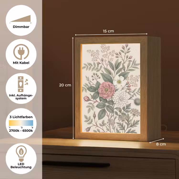 Romantisch - Design - Kleurrijk Light Box met kabel (Tafellamp) klein -USP_DE
