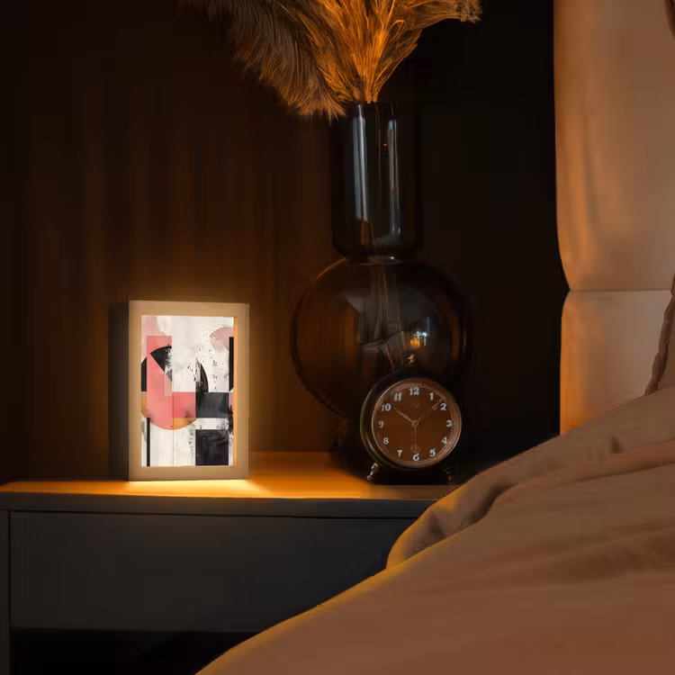 Roze - Abstract - Aesthetic - Modern - Vormen Light Box met kabel (Tafellamp) klein -sfeer1