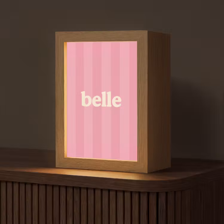 Roze - Gestreept - Belle Light Box met kabel (Tafellamp) klein -z3d_website