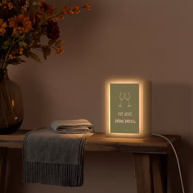 Roze - Groen - Wijn - Quote Light Box met kabel (Tafellamp) klein -sfeer4