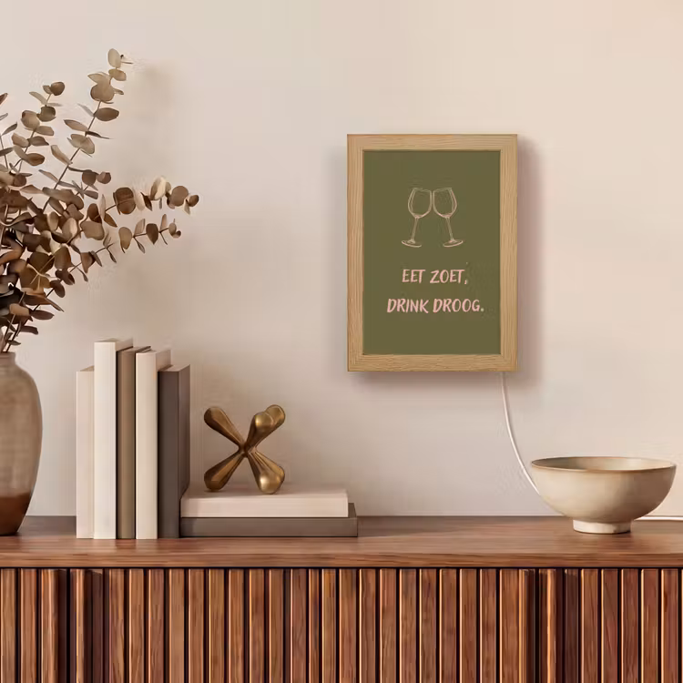 Roze - Groen - Wijn - Quote Light Box met kabel (Tafellamp) klein -sfeer2