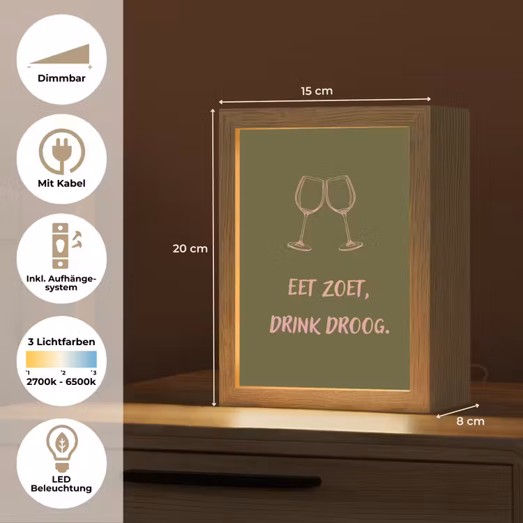 Roze - Groen - Wijn - Quote Light Box met kabel (Tafellamp) klein -USP_DE