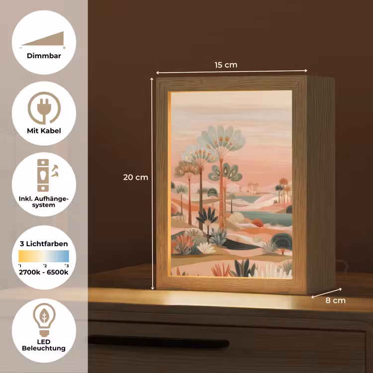 Roze landschap - Palmen - Water Light Box met kabel (Tafellamp) klein -USP_DE