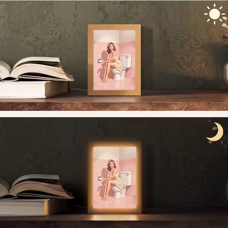 Roze - Retro - Vrouw Light Box met kabel (Tafellamp) klein -sfeer3
