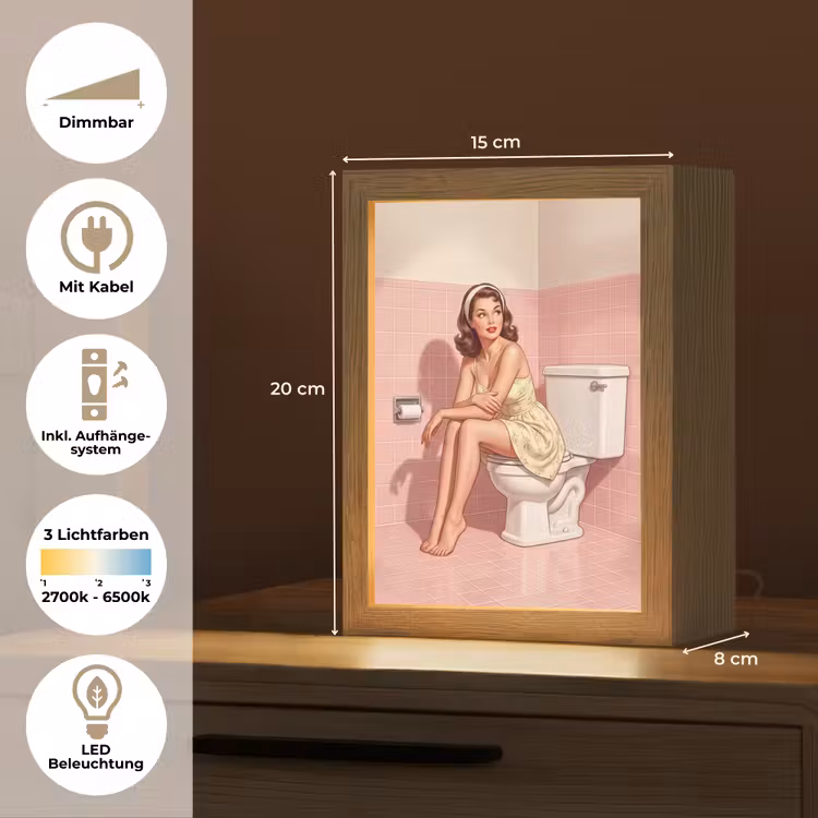 Roze - Retro - Vrouw Light Box met kabel (Tafellamp) klein -USP_DE