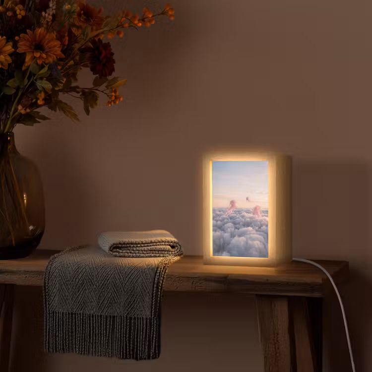 Tischlampe - Rosa Tier – Wolken - Roze dier - Wolken Light Box met kabel (Tafellamp) klein