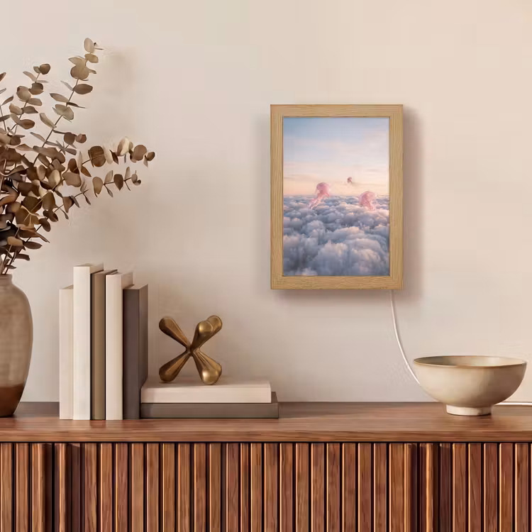 Tischlampe - Rosa Tier – Wolken - Roze dier - Wolken Light Box met kabel (Tafellamp) klein