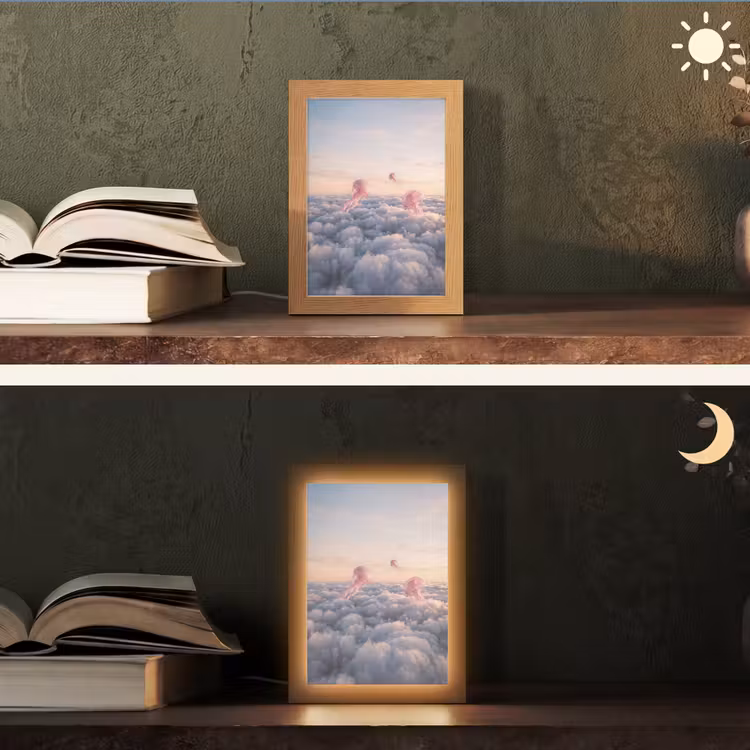 Tischlampe - Rosa Tier – Wolken - Roze dier - Wolken Light Box met kabel (Tafellamp) klein