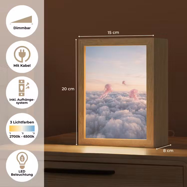 Tischlampe - Rosa Tier – Wolken - Roze dier - Wolken Light Box met kabel (Tafellamp) klein