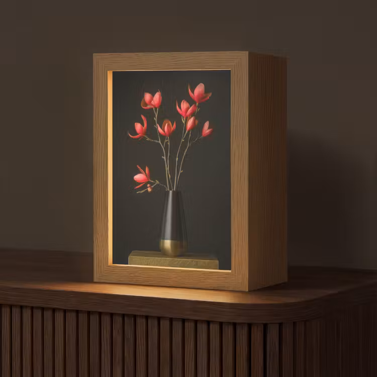 Rode - Bloemen - Vaas Light Box met kabel (Tafellamp) klein -z3d_website