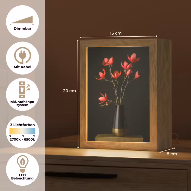 Rode - Bloemen - Vaas Light Box met kabel (Tafellamp) klein -USP_DE
