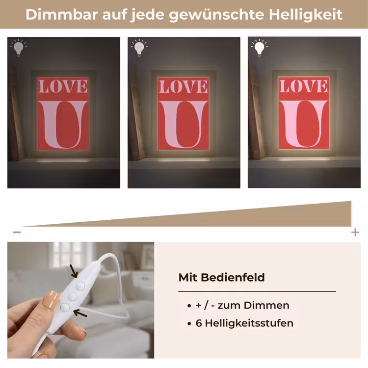 Rood - Love - Valentijn - Roze Light Box met kabel (Tafellamp) klein -USP_dimbaarDE