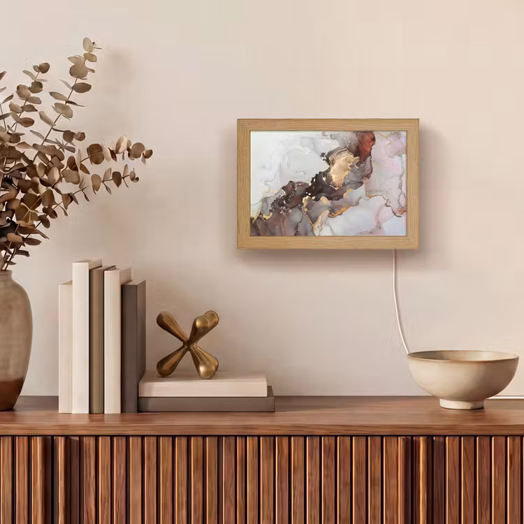 Rood - Marmer - Goud Light Box met kabel (Tafellamp) klein -sfeer2