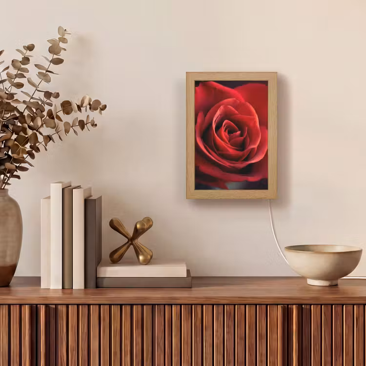 Rood - Roos - Romantisch Light Box met kabel (Tafellamp) klein -sfeer2