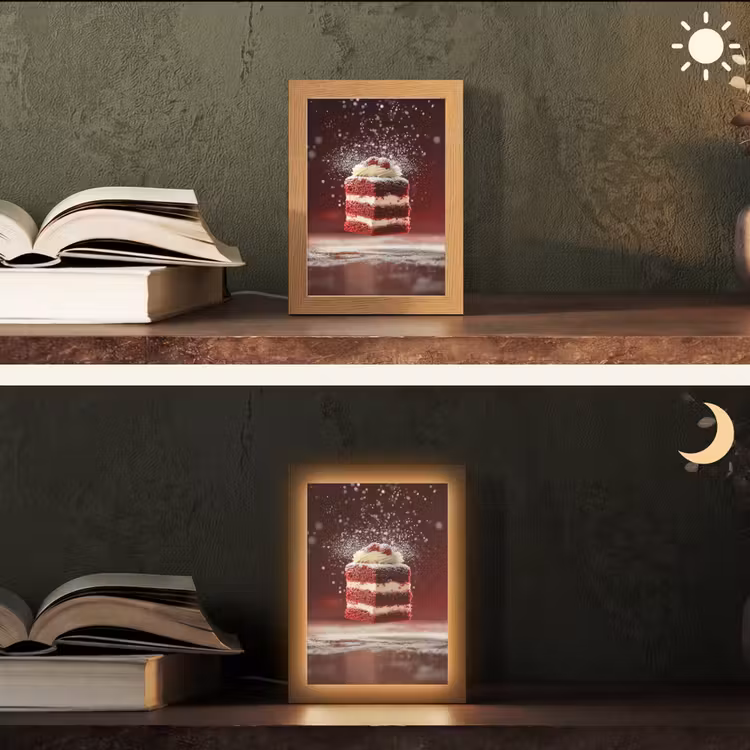Rode - Velvet - Taart - Eten Light Box met kabel (Tafellamp) klein -sfeer3