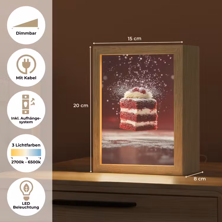 Rode - Velvet - Taart - Eten Light Box met kabel (Tafellamp) klein -USP_DE