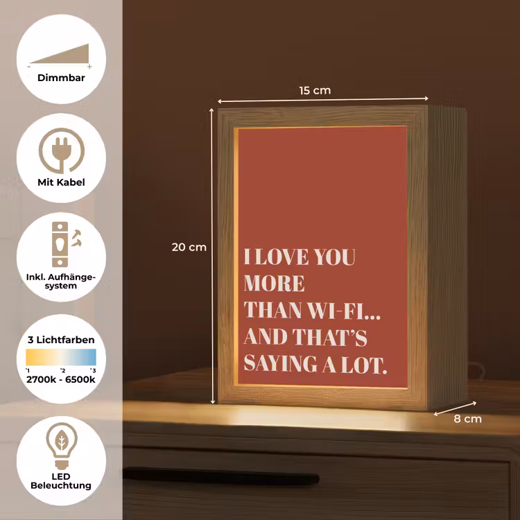 Rood - Quote - Liefde Light Box met kabel (Tafellamp) klein -USP_DE