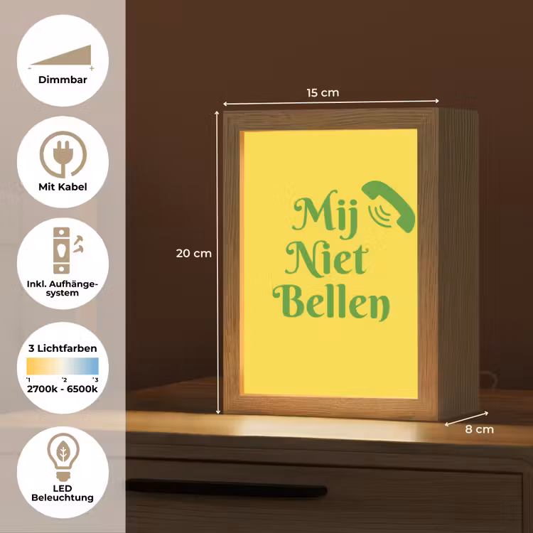 Mij niet bellen - Telefoon - Geel Light Box met kabel (Tafellamp) klein -USP_DE