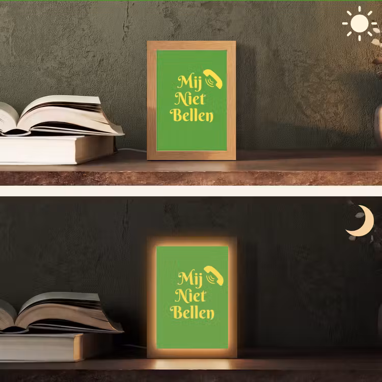 Mij niet bellen - Telefoon - Groen Light Box met kabel (Tafellamp) klein -sfeer3