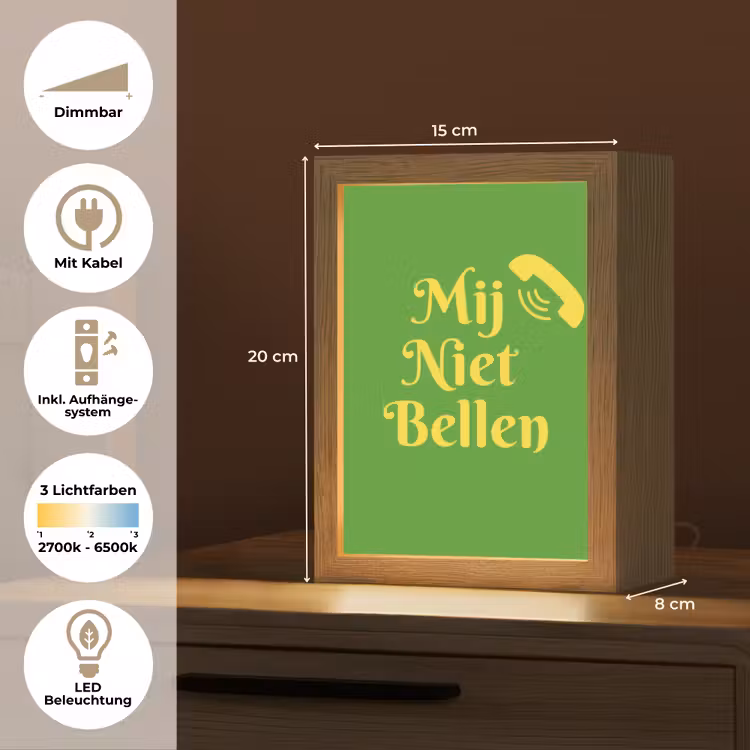 Mij niet bellen - Telefoon - Groen Light Box met kabel (Tafellamp) klein -USP_DE
