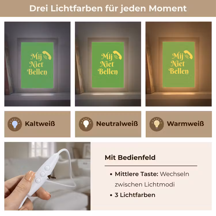 Mij niet bellen - Telefoon - Groen Light Box met kabel (Tafellamp) klein -USP_lichtkleurDE