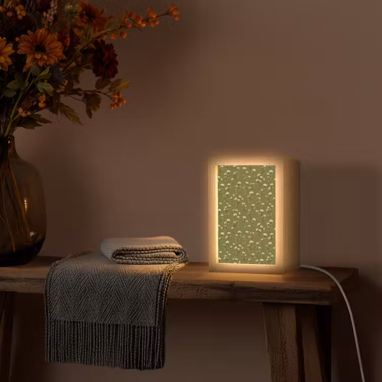 Landelijk - Bloemen - Groen Light Box met kabel (Tafellamp) klein 925 -sfeer4
